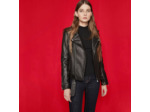 Blouson en cuir avec ceinture