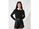Chemise rétro à pois et col contrasté