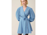 Robe courte manches ballons bleu