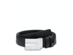 Plaque - Ceinture Plaque Lancel free size cuir façon croco, finition argentée, lanière 30 mm - Noir