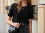 T-shirt à empiècement transparent