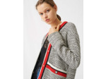 Cardigan effet tweed à bandes colorées