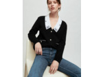 Cardigan à col en popeline brodée