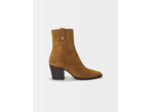 Bottines santiags en cuir suède camel