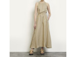 Robe longue à rayures en lin mélangé