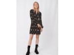 Robe plissée et imprimée à col satin