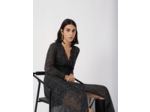 Robe en jacquard floqué velours et pois