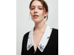Cardigan à col en popeline brodée