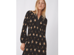 Robe plissée et imprimée à col satin