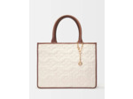 Cabas en cuir et lin viscose logo Clover