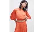Crop top en satin effet froissé