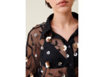 Chemise noire transparente brodée
