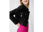 Blouson court en cuir à zip asymétrique