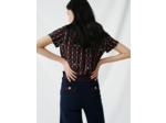 Pantalon évasé à surpiqûres contrastées