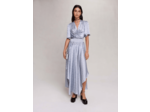 Robe longue asymétrique satinée