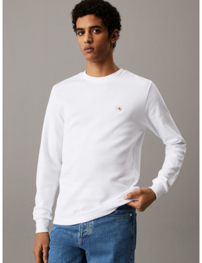 T-SHIRT À MANCHES LONGUES EN COTON WAFFLE