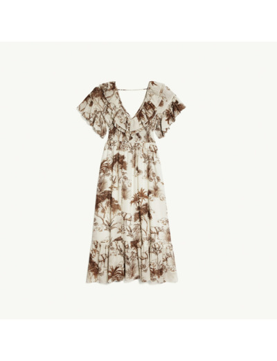 Robe longue imprimée avec volants