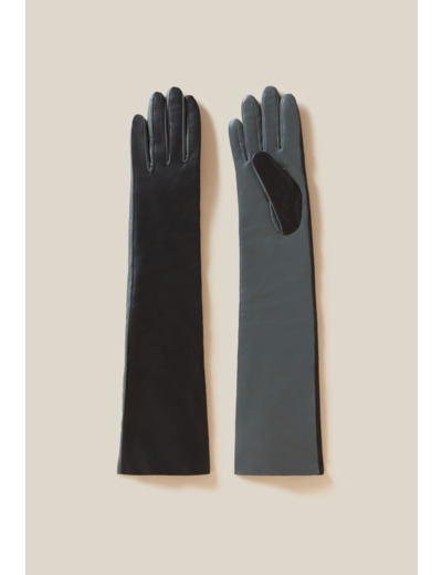 Longs gants bicolores cuir