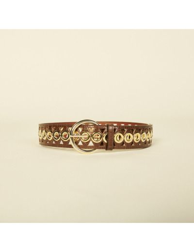Ceinture en cuir effet crocodile