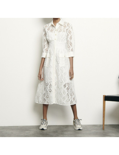 Robe longue chemise en broderie