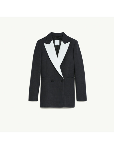Veste tailleur au revers contrasté