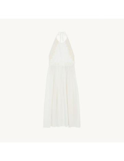 Robe longue dos nu et galon de dentelle