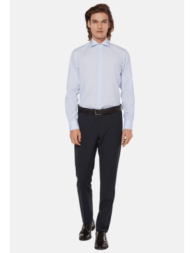 Chemise À Rayures Bleu Ciel En Coton Slim Fit