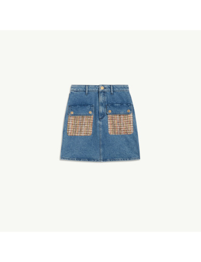 Jupe en jean avec poches en tweed