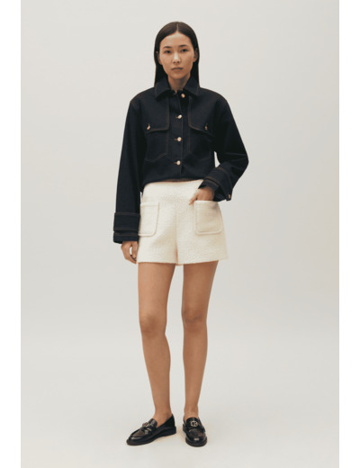 Short en tweed ivoire