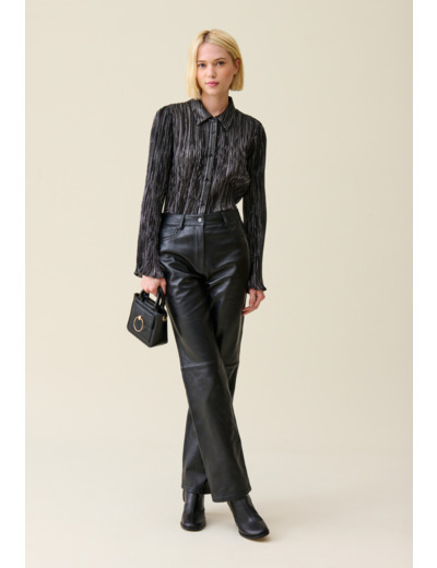 Blouse plissée fluide argentée