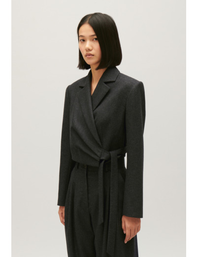 Veste tailleur courte gris chiné