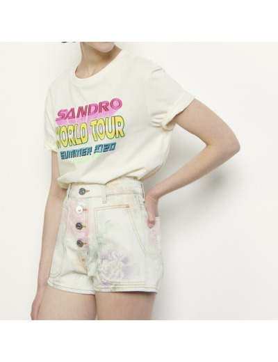 Short en jean imprimé