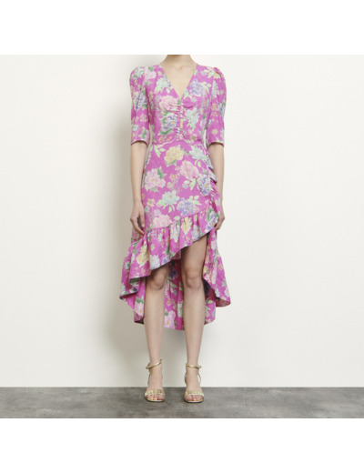 Robe longue asymétrique en jacquard