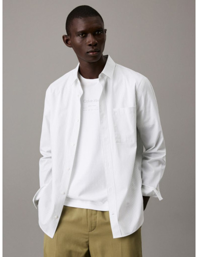 CHEMISE À RAYURES EN POPLIN À MANCHES LONGUES