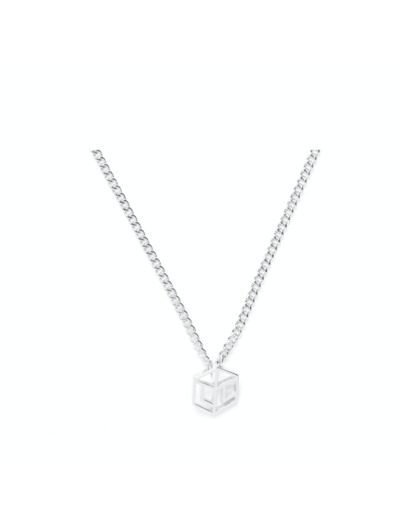 Charlie de Lancel - Collier court 1 motif Carré L mini - Nickel Brillant