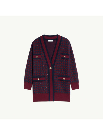 Cardigan à carreaux et paillettes