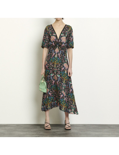 Robe longue en jacquard imprimé