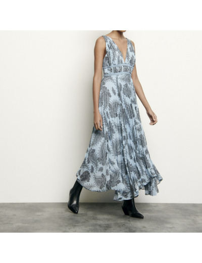 Robe longue en mousseline imprimée