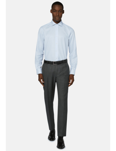 Chemise En Sergé de Coton Bleu Clair Slim Fit