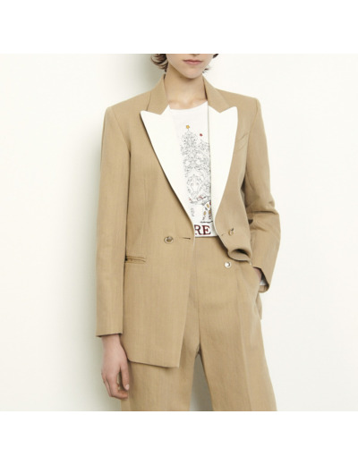 Veste tailleur à revers contrastant