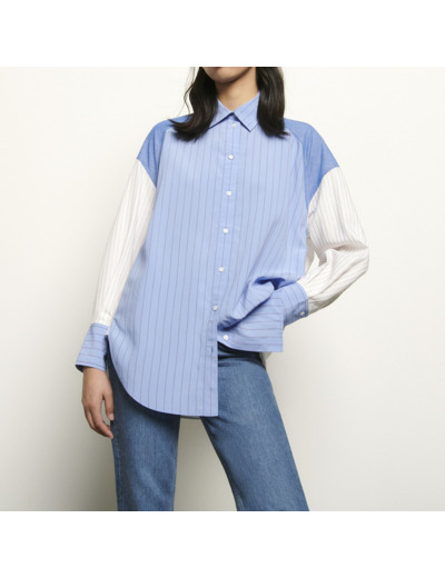 Chemise à rayures over size en patchwork