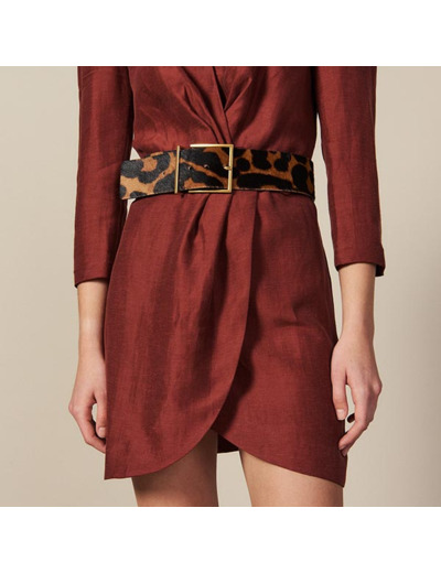 Ceinture en cuir effet pony imprimé