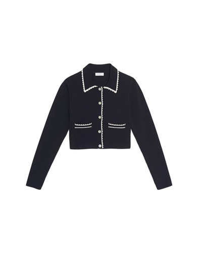 Cardigan court à col chemise