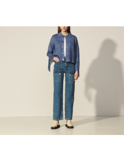 Cardi-coat court à franges
