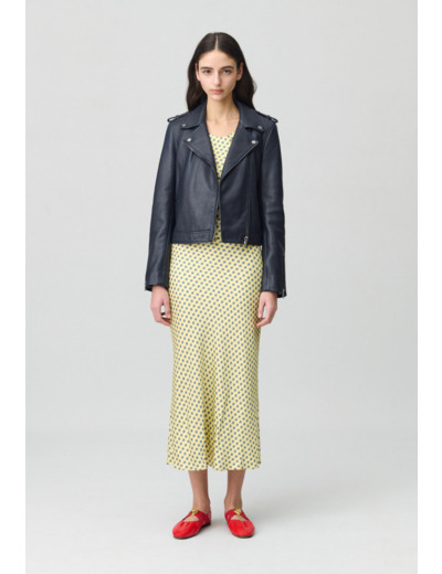 Veste cuir grainé noir