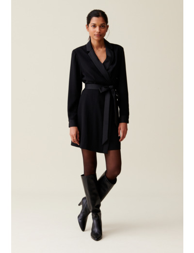 Robe cache-cœur col tailleur