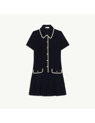 Robe plissée mix matières