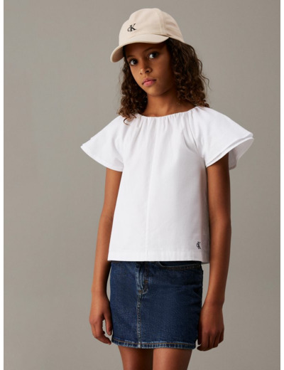 TOP À MANCHES COURTES EN POPLINE