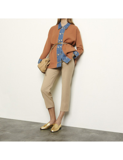 Cardigan oversize à empiècements jean