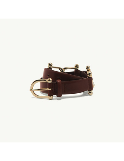 Ceinture en cuir avec détails dorés